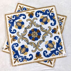 Beautiful Boho Flora Pattern Blue Yellow Gold Embroidered Cushion Pillow Covers